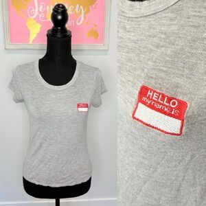 Wet Seal Heather Gray "Hello, my name is" T-Shirt (L)
